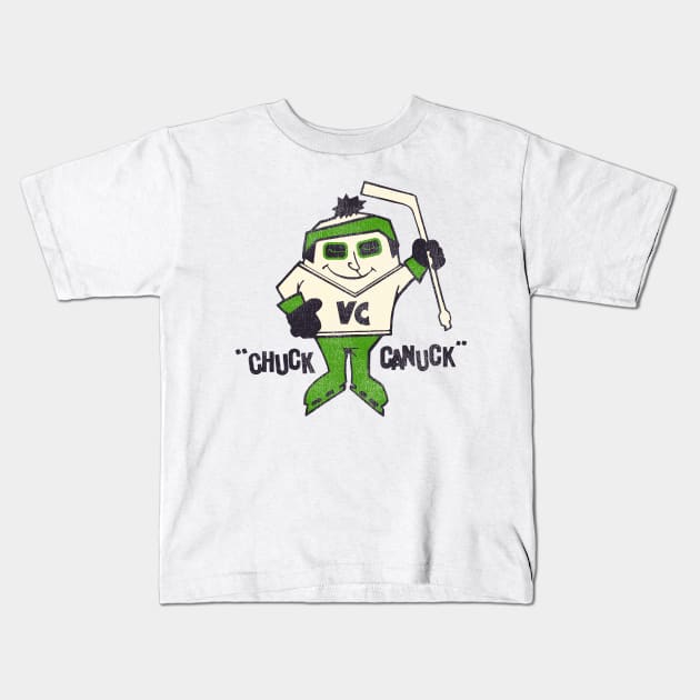 Chuck Canuck Retro Defunct Ice Hockey Mascot Kids T-Shirt by darklordpug